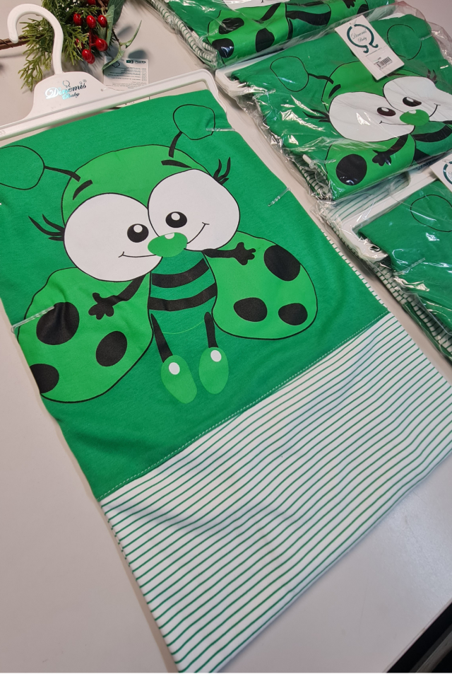 Yeşil %100 Pamuk Bebek Battaniyesi Çift Kat İnterlok Penye 85x80 cm