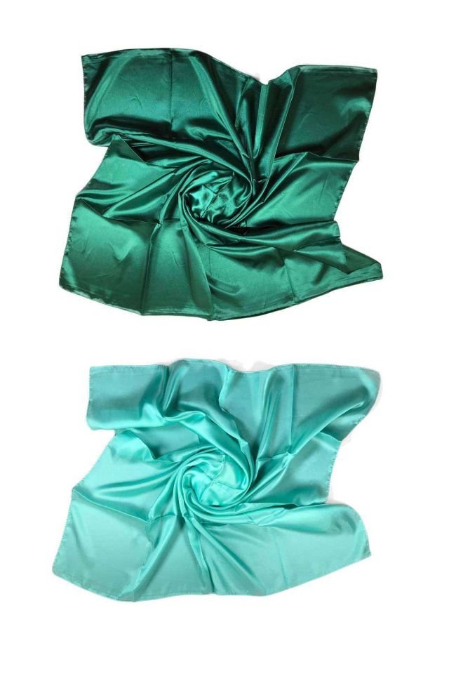 2 Adet Düz Parlak Tesettür Saten Eşarp 90x90 cm S54