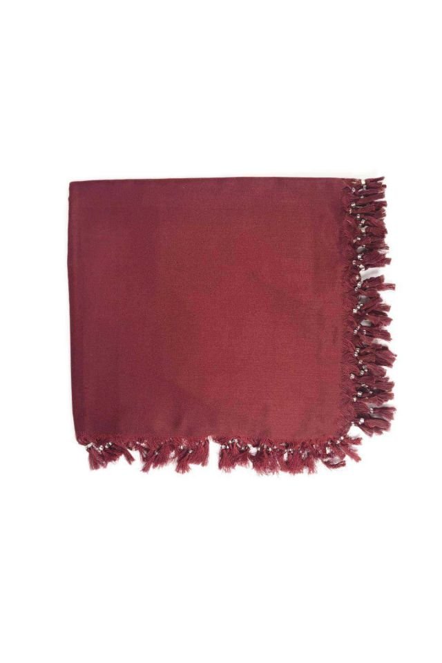 2 Adet Düz Çekme Boncuklu Polyester Yazma 100x100 cm S22