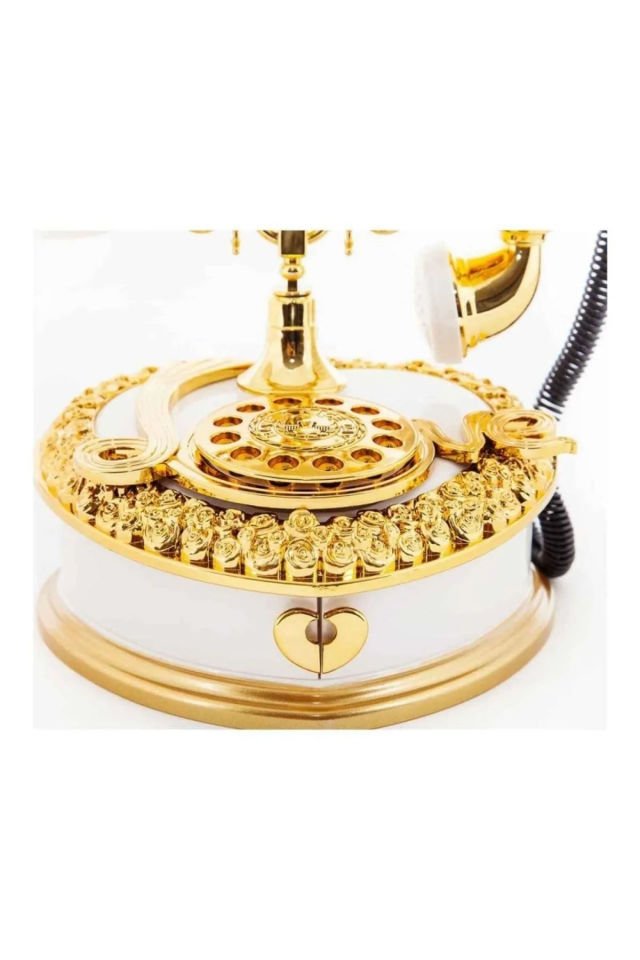 Nostaljik Polyester Telefon Müzik Ve Takı Mücevher Kutusu (beyaz)