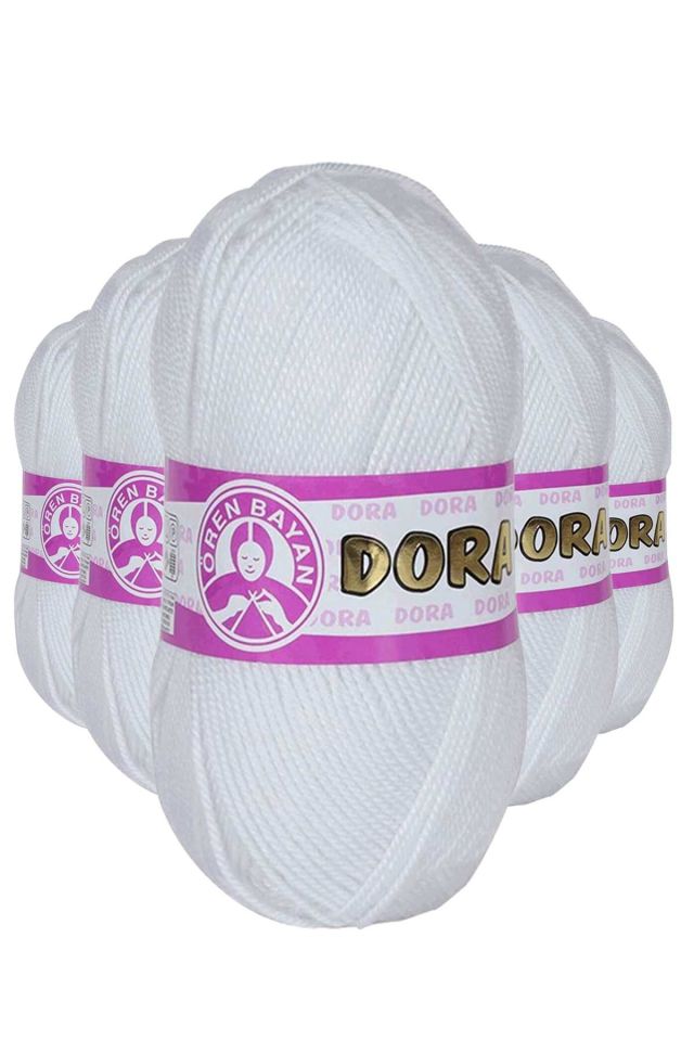 5 Adet Dora El Örgü İpi Yünü 100 gr 000 Beyaz