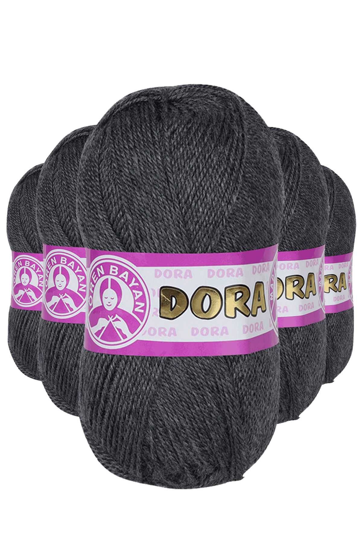 5 Adet Dora El Örgü İpi Yünü 100 gr 009 Füme