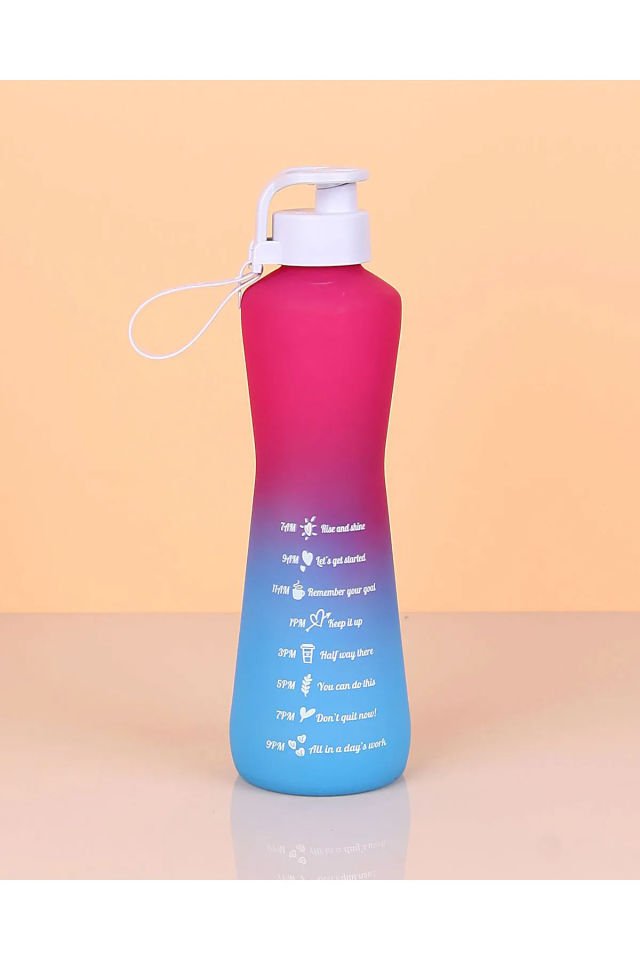 750 ml Çift Renk Ölçü Baskılı Motivasyon Sağlıklı Cam Su Şişesi