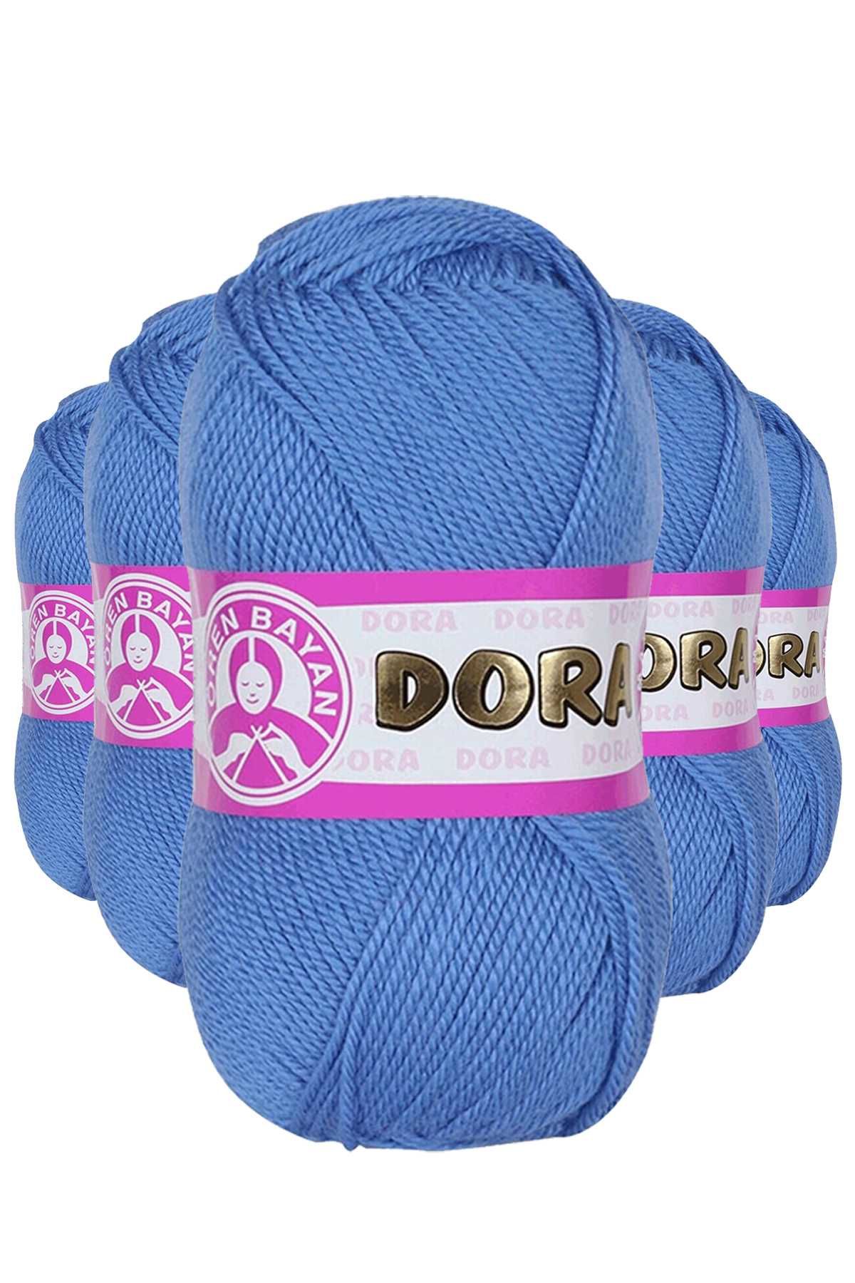 5 Adet Dora El Örgü İpi Yünü 100 gr 015 Mavi