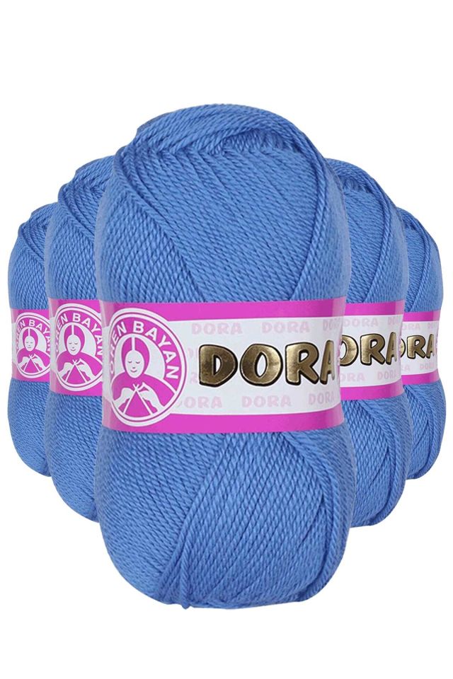 5 Adet Dora El Örgü İpi Yünü 100 gr 015 Mavi
