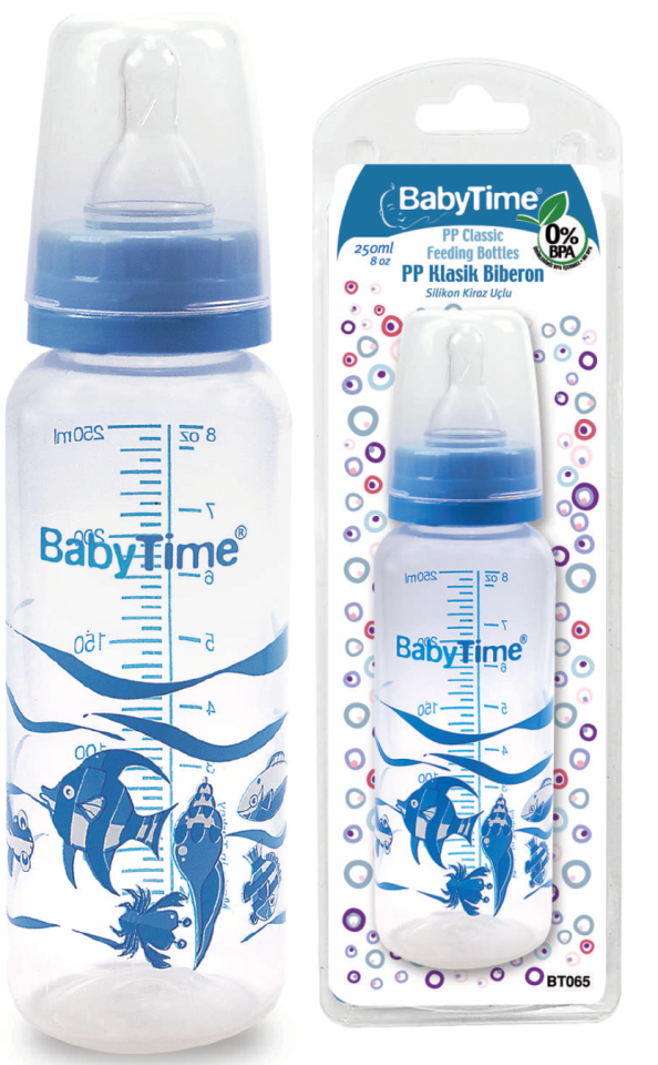 Baby Time Klasik Silikon Kiraz Uçlu PP Biberon - 250ml