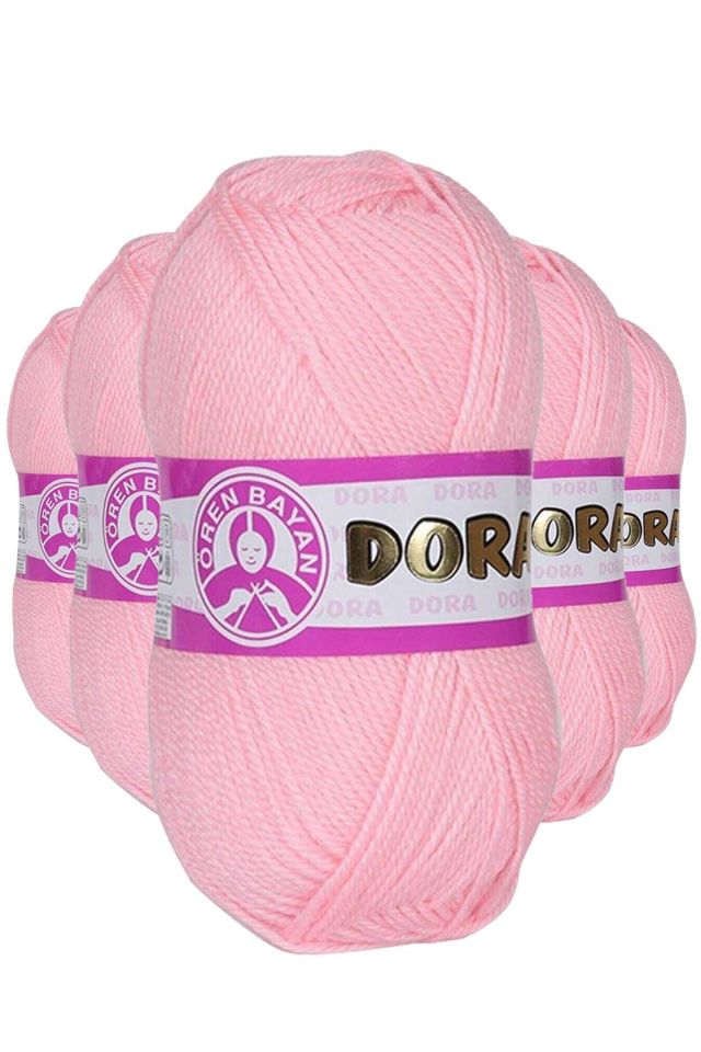 5 Adet Dora El Örgü İpi Yünü 100 gr 039 Bebe Pembe